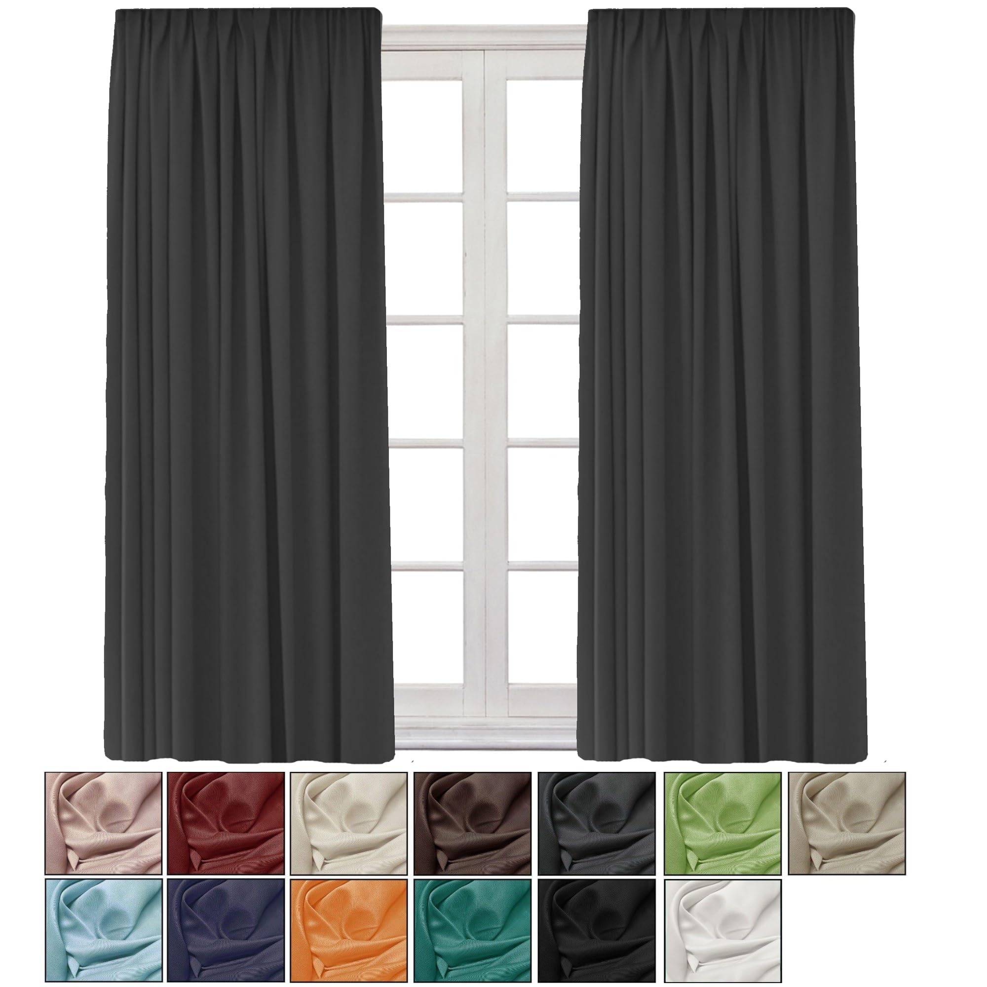 Cleanlevel Verdunkelungsvorhang (2er Set) 140x245 cm – Vorhang Blickdicht mit Kräuselband – Vorhang Verdunkelung mit Hitzeschutz & Kälteschutz