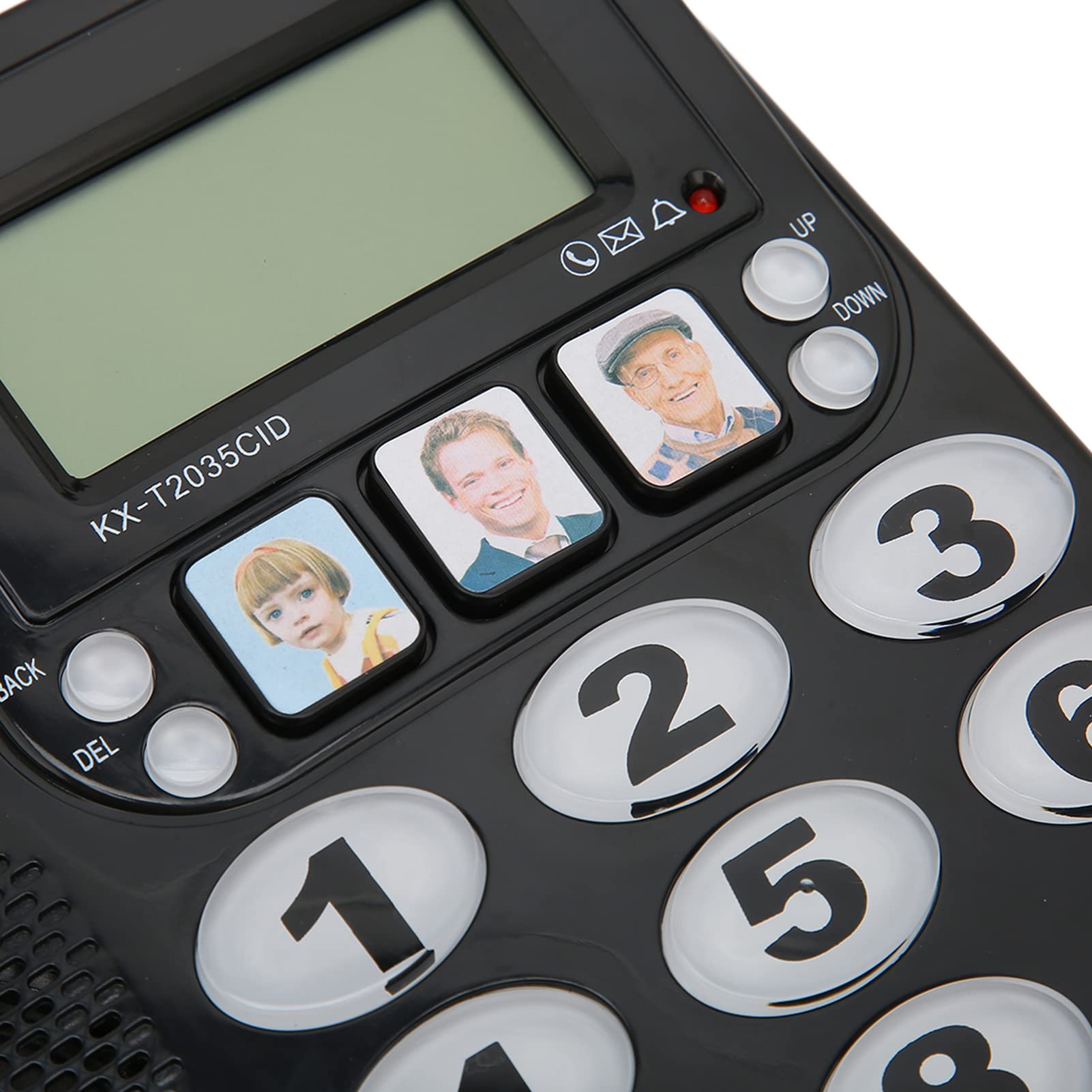 Telefono con Filo da Tavolo, Memorizzazione del Numero ID Chiamante Display LCD Tasti di Scelta Rapida Suoneria Regolabile, con Pulsante Indicatore Telefono Fisso, per Anziani Casa Hotel Ufficio(Nero)