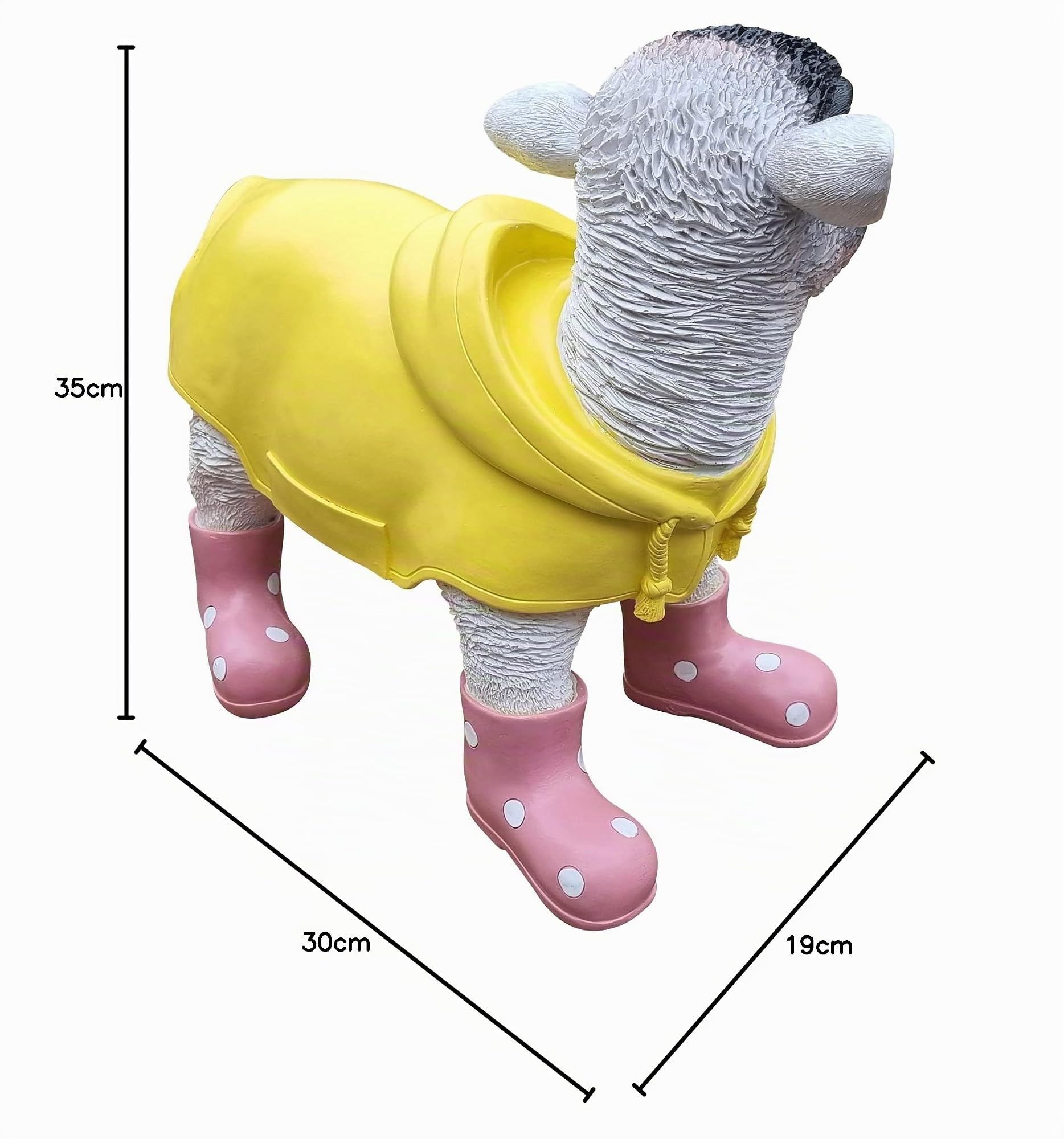 Deko-Figur Lamm mit rosa Gummistiefel und Regenmantel Tierfigur Schaf Gartendeko
