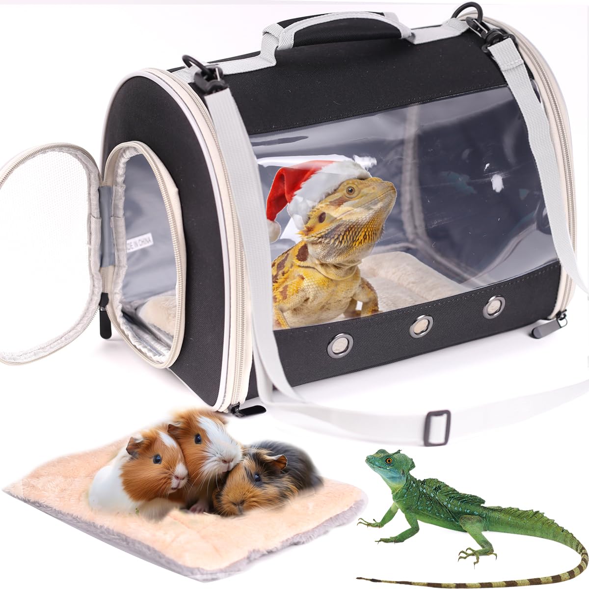 Bearded Dragon Travel Carrier Backpack,Lizard Backpack Carrier,Space Capsule Clear Bubble Window Astronaut Reptile Carrier Ba