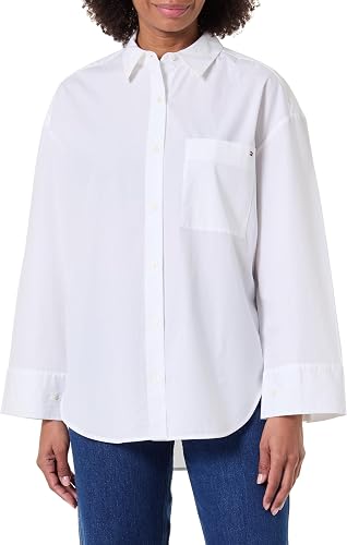 Tommy Hilfiger Camisa Mujer Poplin New Easy Oversized, Blanco (Th Optic White), 