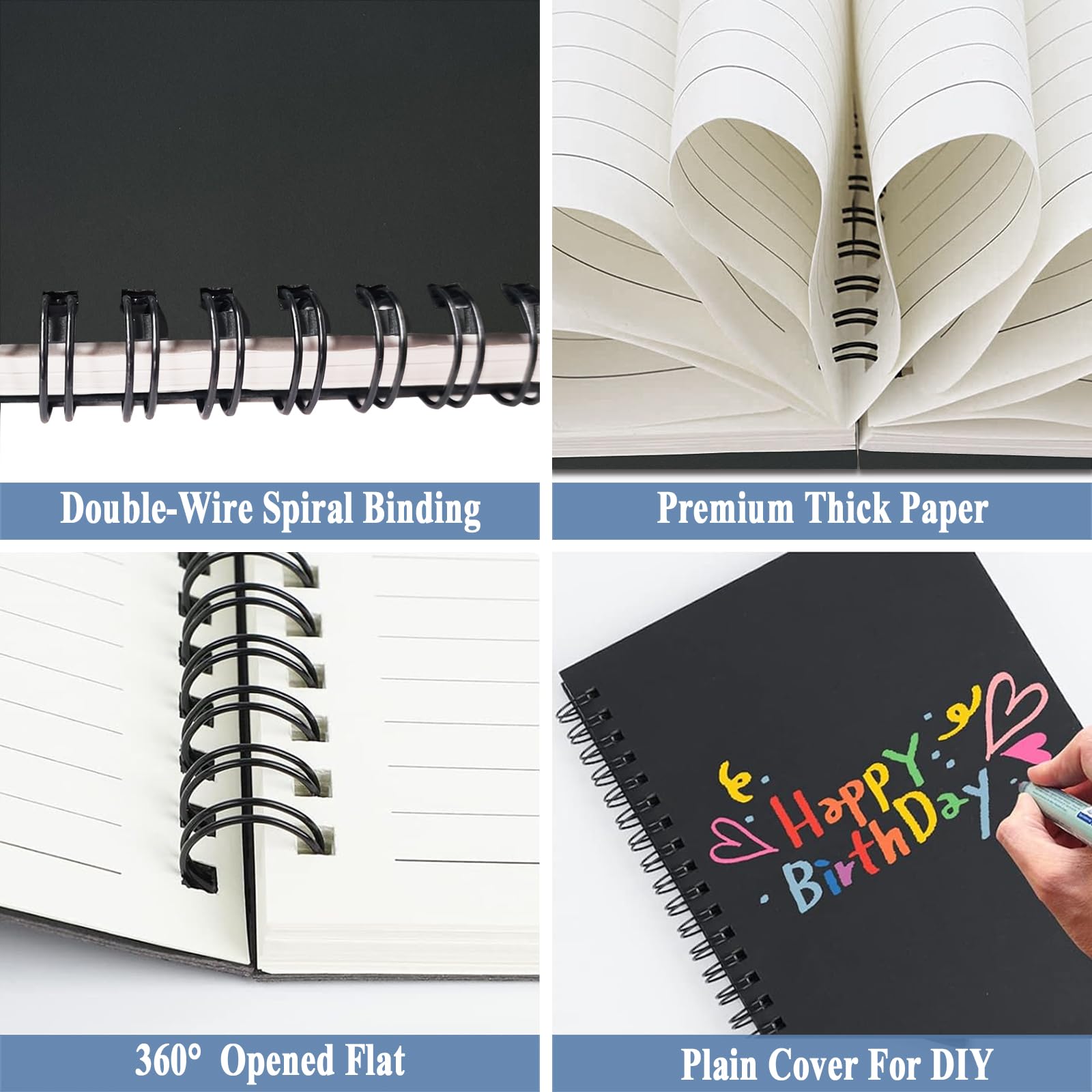 GINMLYDA Piccolo taccuino a spirale A5, confezione da 120 pagine a righe, 21 x 14 cm, colore nero, copertina in carta kraft, quaderni e blocchi per appunti per scuola, casa, ufficio, schizzi estetici