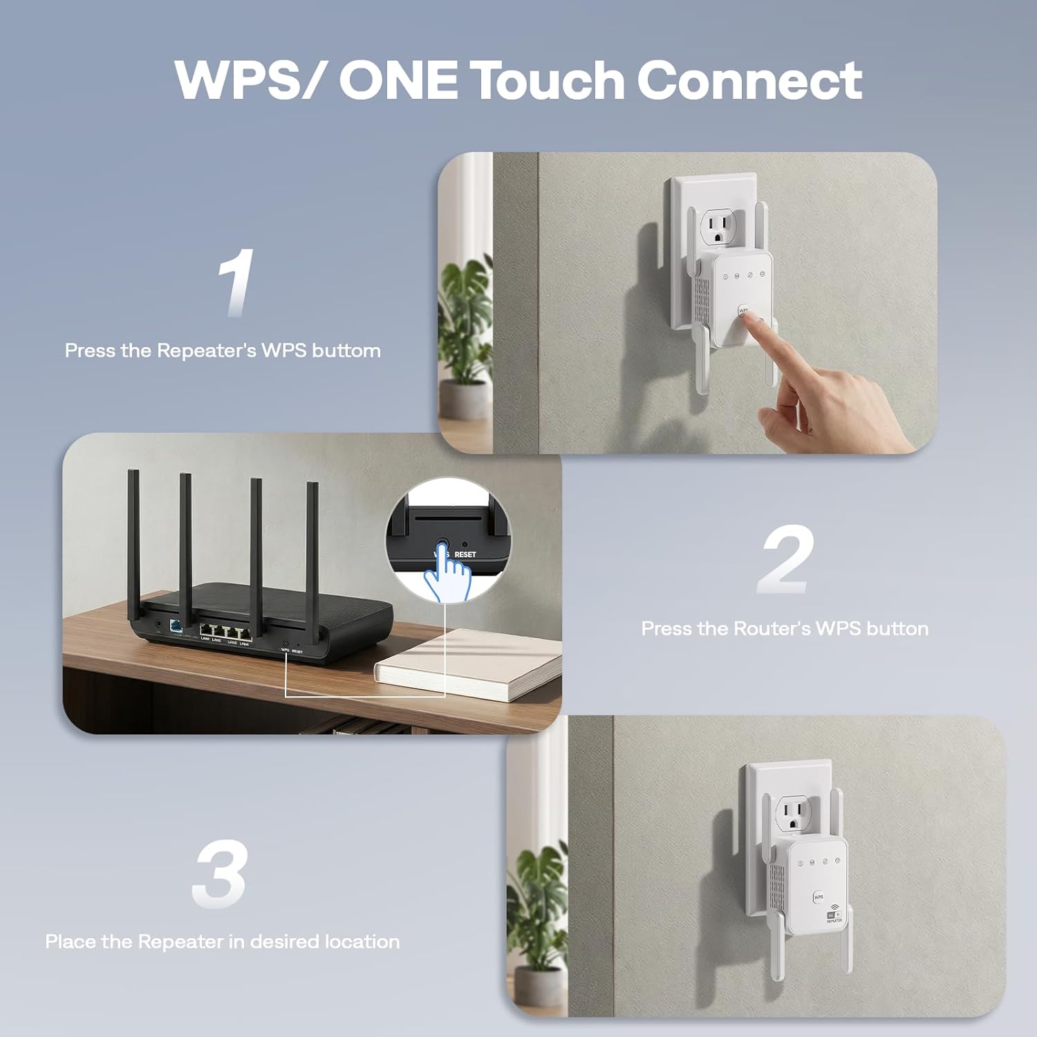 1200Mbps WiFi Extender Signal Booster for Home, Dual Band 5GHz/2.4GHz Wireless Internet Repeater with 4 External Antennas, Covers Up to 3600 Sq.ft & Supports 80 Devices, AP Mode with Ethernet Port