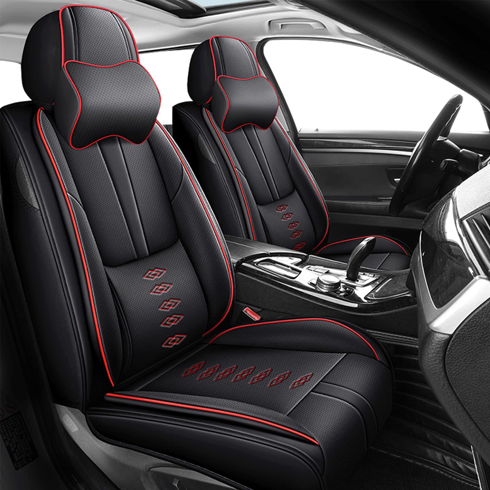 Universal Front & Rear Black Car Seat Covers - Airbag Compatible, Washable Fabric Protectors 5 thumbnail image