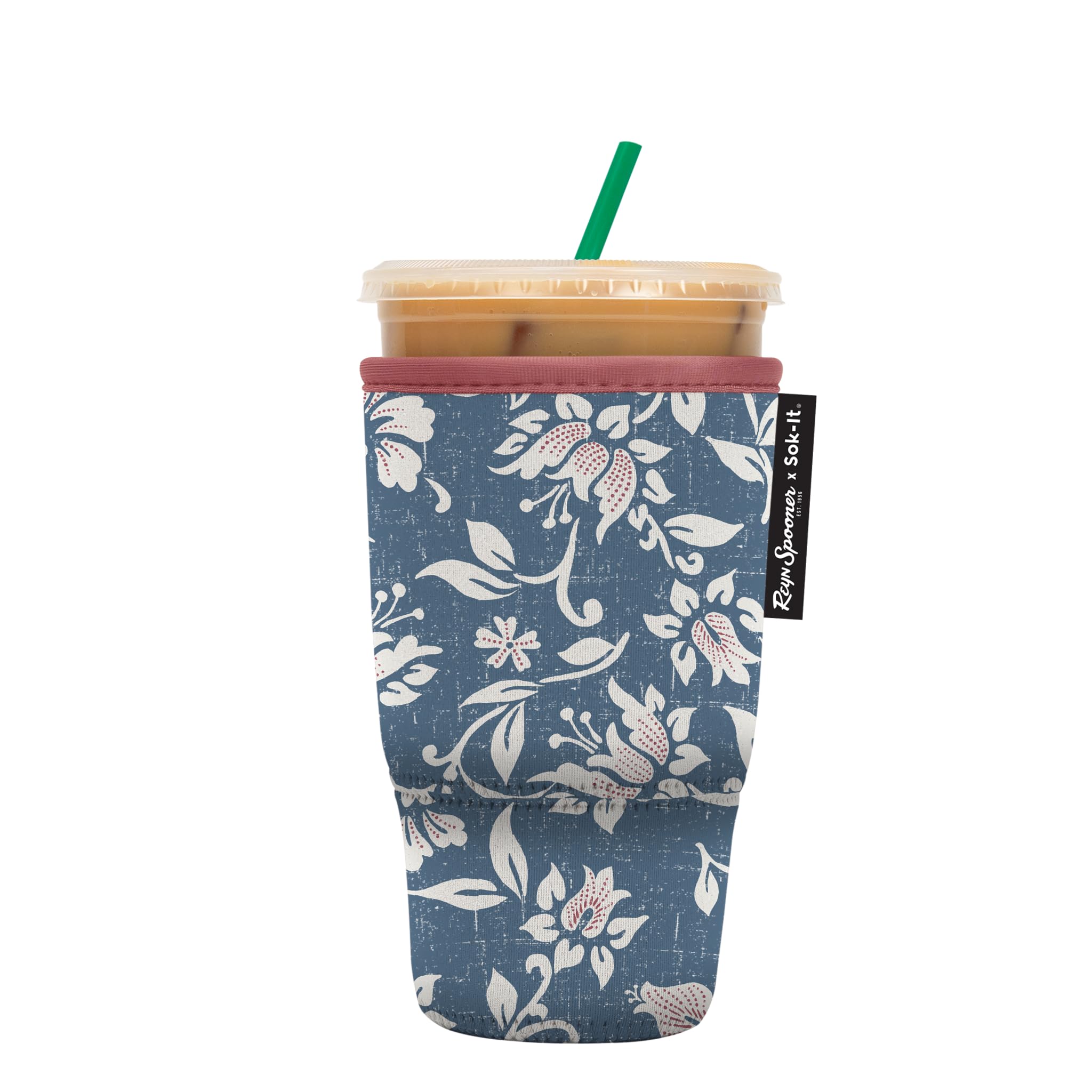 Sok It JavaSok Iced Coffee &amp; Cold Soda Insulated Neoprene Cup Sleeve (Reyn Spooner Kia Orana, Large: 30-32oz)