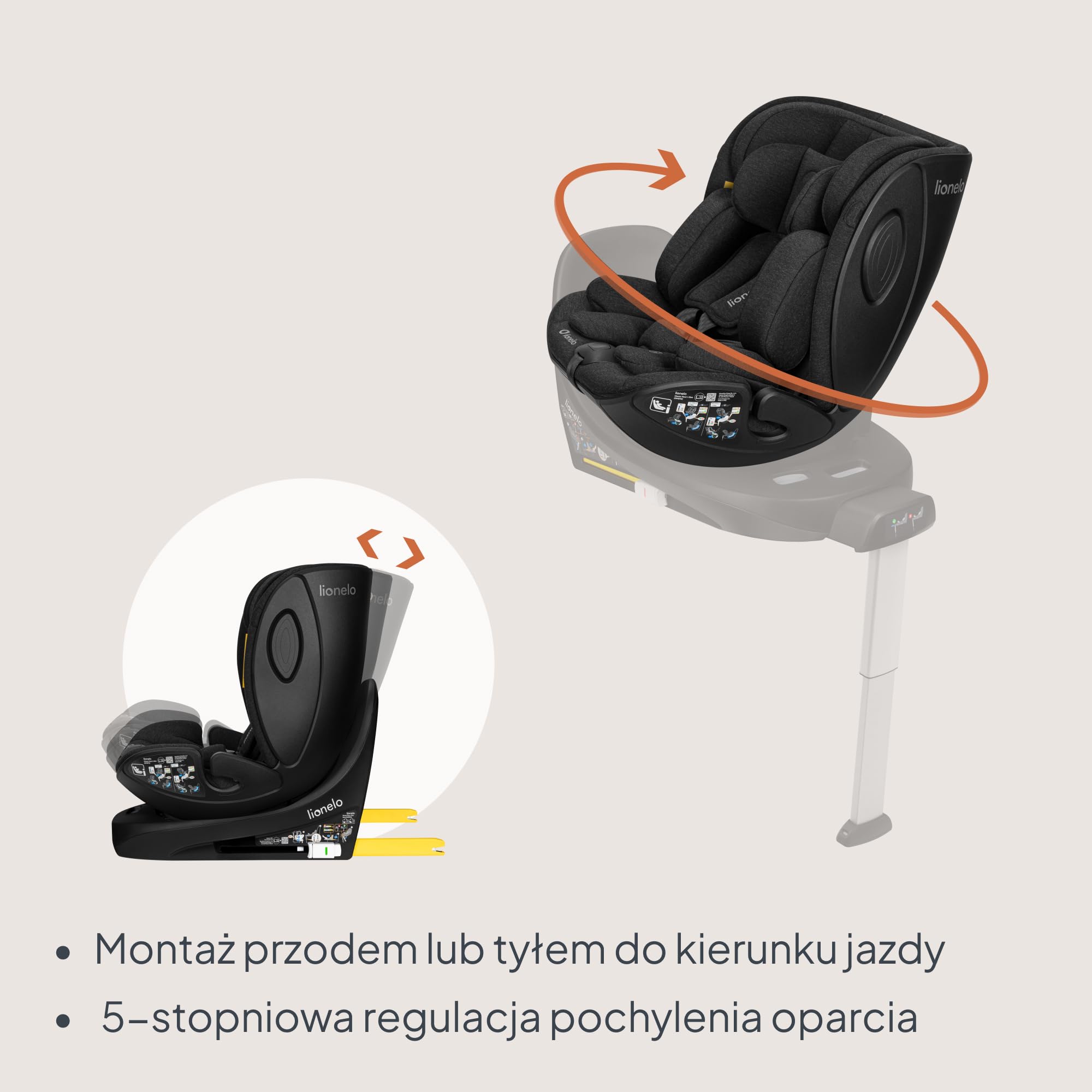 Lionelo Moxie Next i-Size fotelik samochodowy dla dzieci około 0-4 lat 40-105 cm 0-18 kg SIP ochrona boczna, regulacja zagłówka i oparcia, instalacja tylko do przodu i do tyłu z podstawą Moxie Next