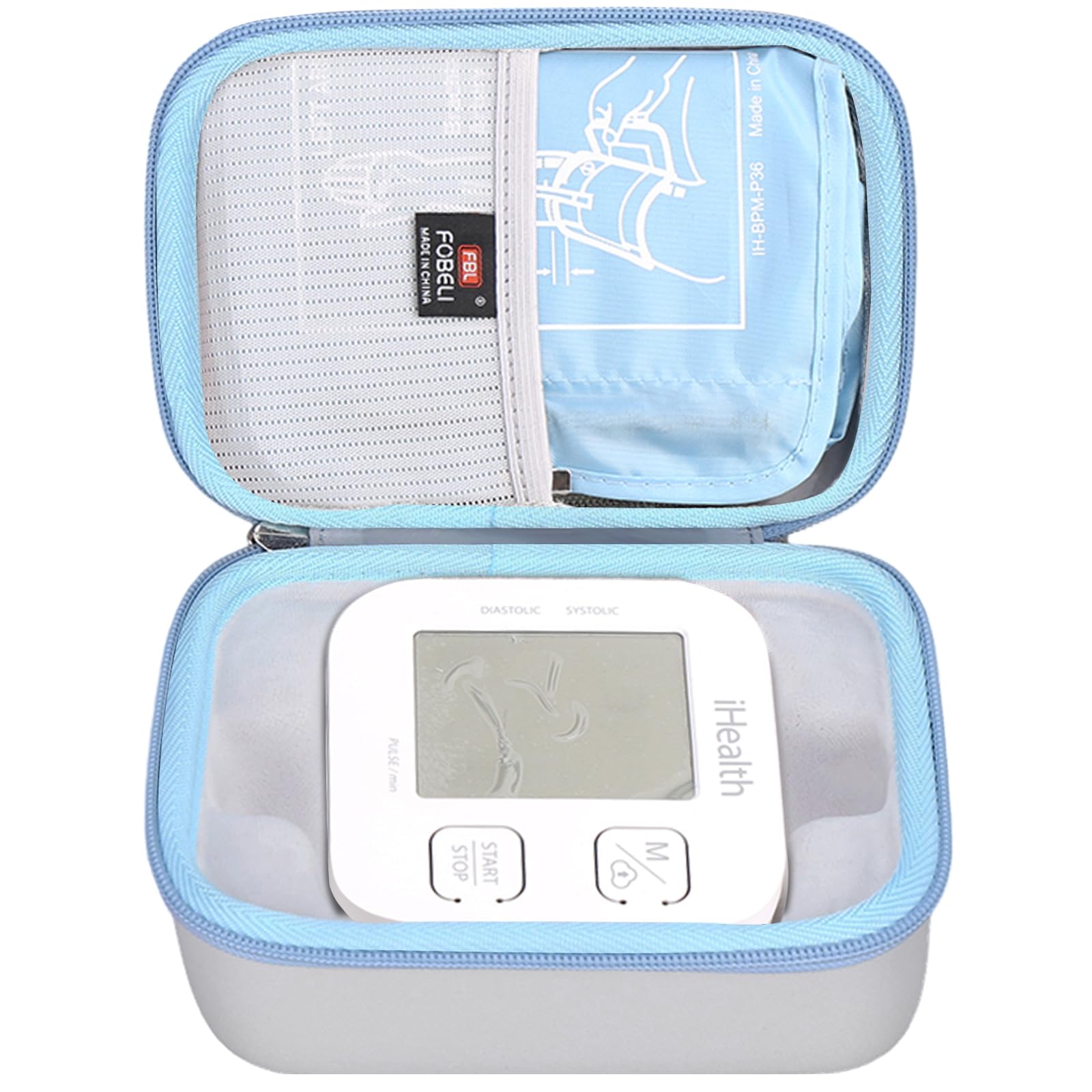 FBLFOBELI Hard Carrying Case Replacement for iHealth Track Smart Upper Arm Blood Pressure Monitor, Bluetooth Blood Pressure Cuff Machine, Protective Travel Storage Bag (Case Only) (Grey)-image-18