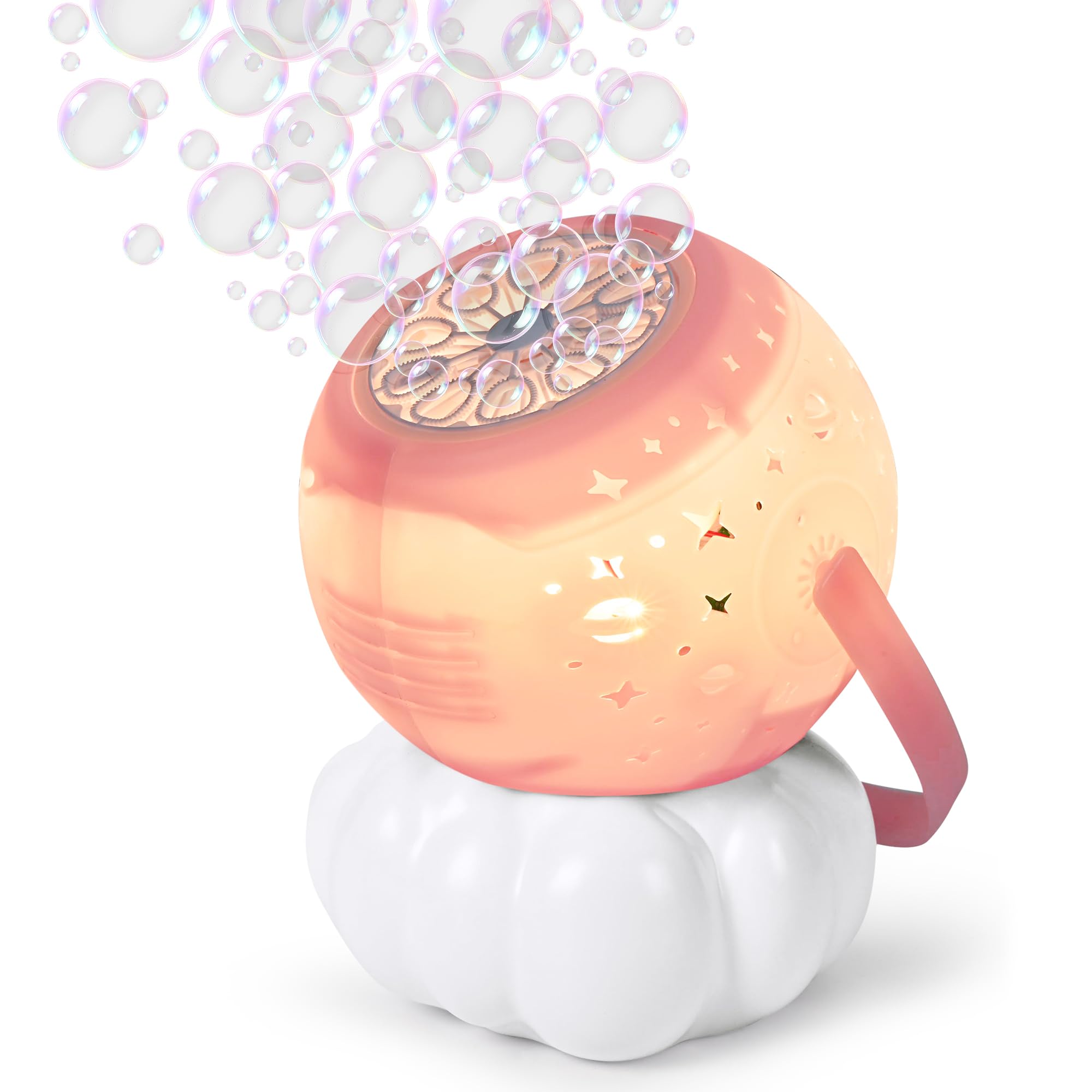 cossy Bubble Machine, Rechargeable Bubble Machine for Kids Portable Bubble Blower with Warm Lights