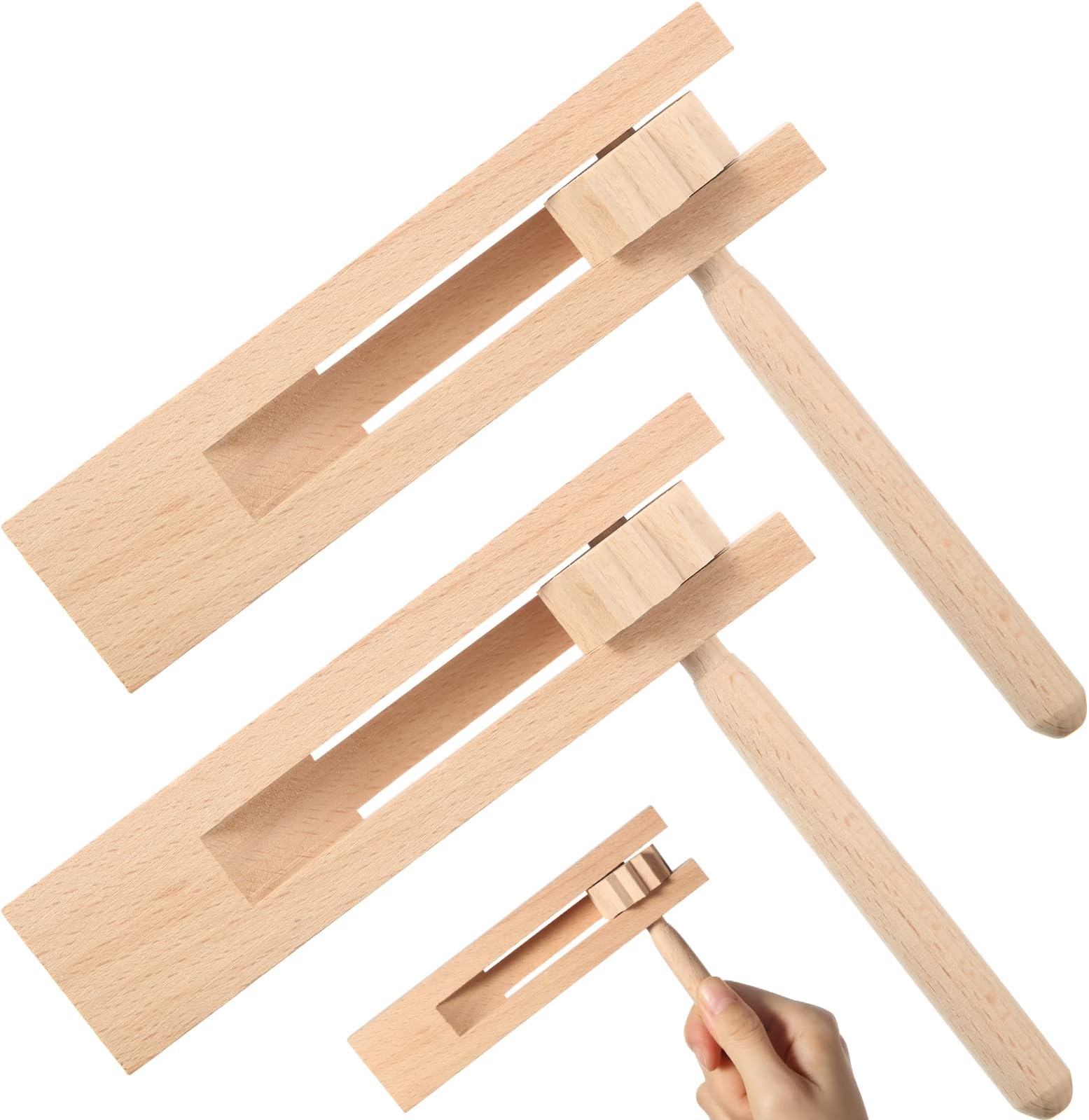 Boao 2 Pieces Matraca Wooden Spinning Ratchet Noise Matracas Mexicanas Football Game Noise Maker 6.7 x 5.5 x 1.6 Inches Noise Makers for Sporting Events