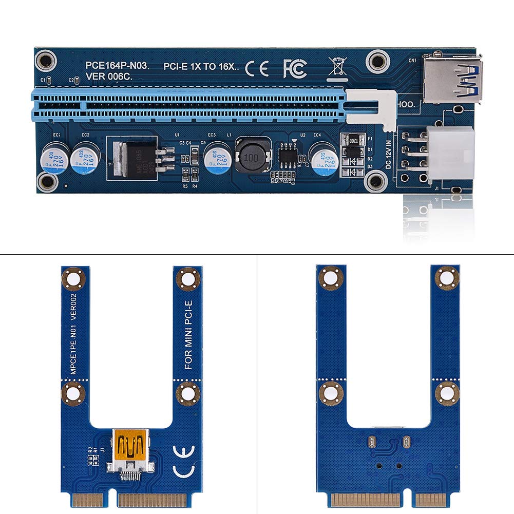 16X Mini PCI-E, karta rozszerzeń Mini PCI-E do PCI Express16x z 4 kondensatorami półprzewodnikowymi i 6-pinowym interfejsem do obsługi kart graficznych