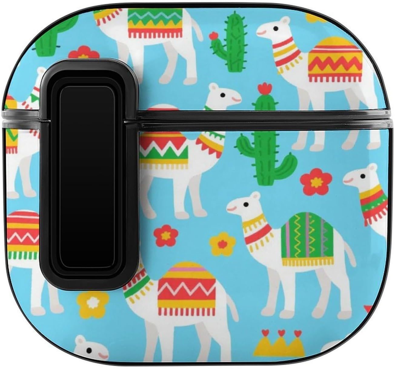 Bluetooth Headsets Cover Full Body Protective Drop Proof Llama and Cactus Mint Green Protective Skin Compatible with Apple Airpods 4 for Wired/Wireless Charging