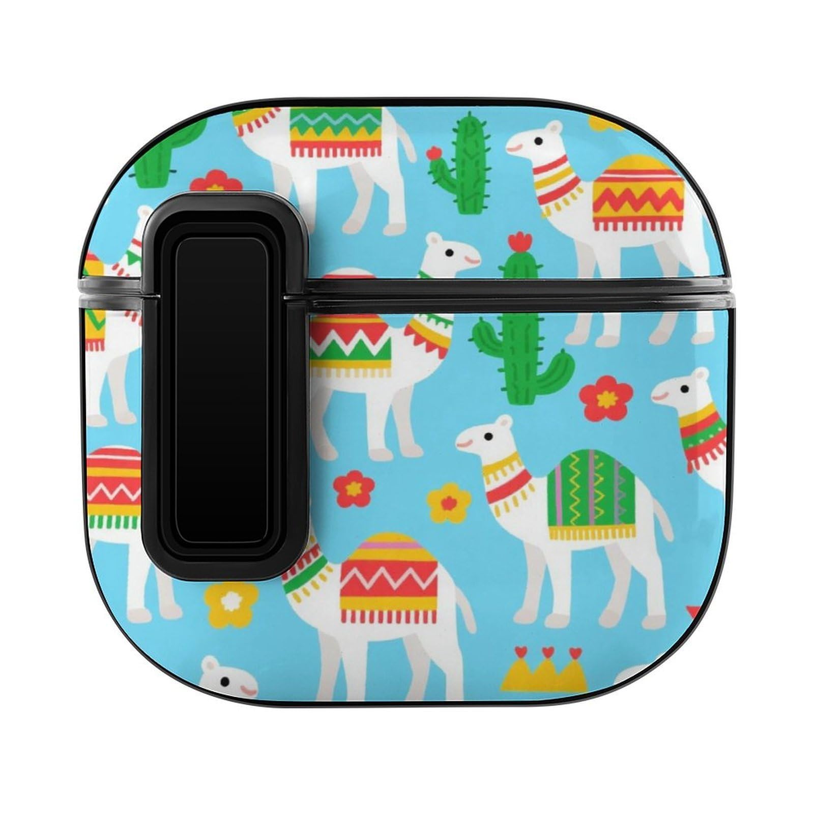 Bluetooth Headsets Cover Full Body Protective Drop Proof Llama and Cactus Mint Green Protective Skin Compatible with Apple Airpods 4 for Wired/Wireless Charging