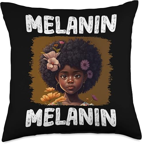 Black History Month Pride African Black Afro Co Cute Melanin Afro Natural Hair Queen Black Girl Magic Pride Throw Pillow 18x18 Multicolor