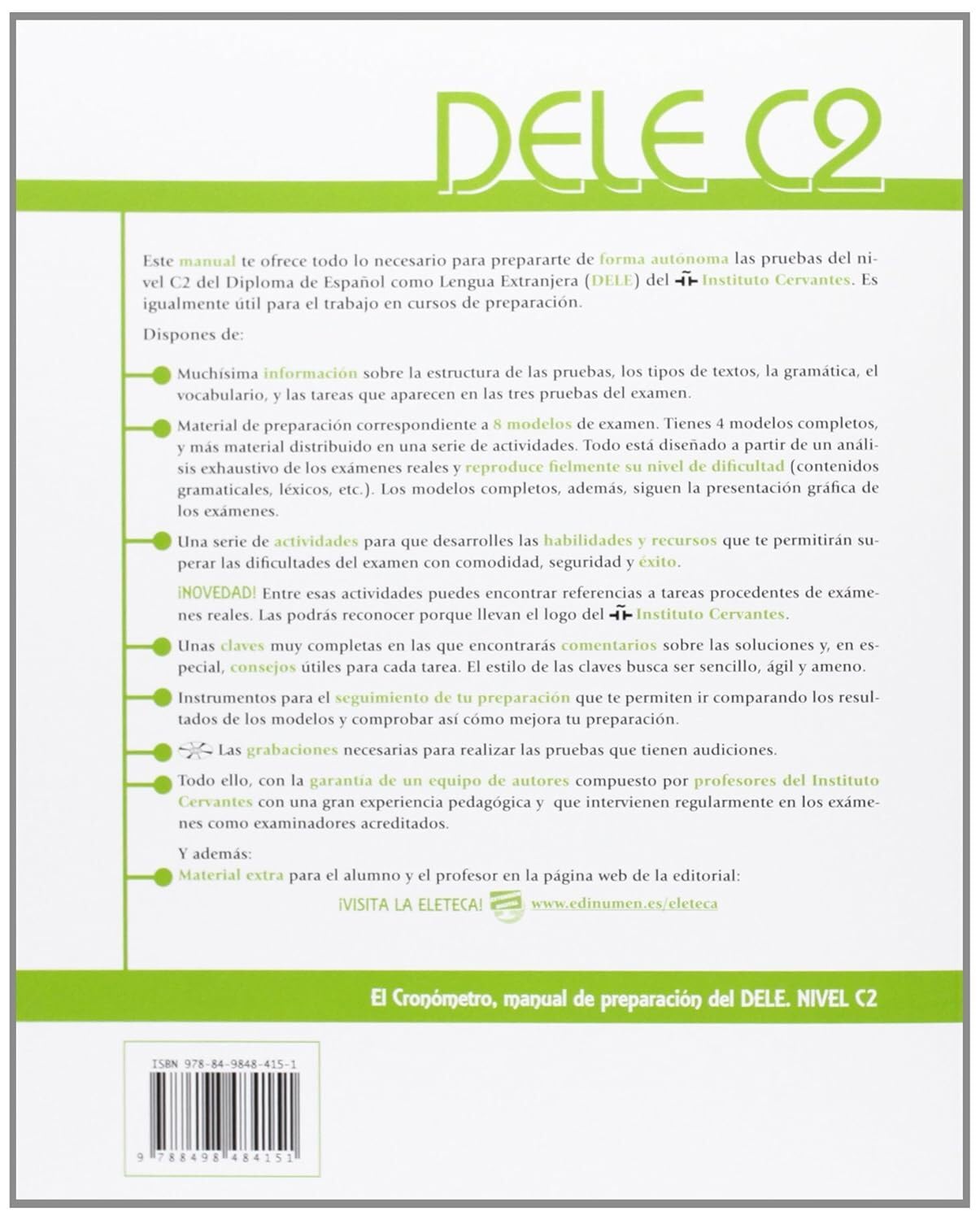 El Cronómetro Manual de Preparación del DELE, Nivel C2: Book