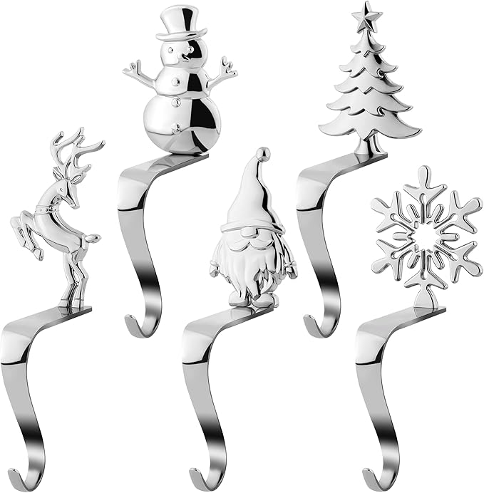 URATOT Christmas Stocking Holders NonSlip Metal Stocking Hooks Mantel Stocking