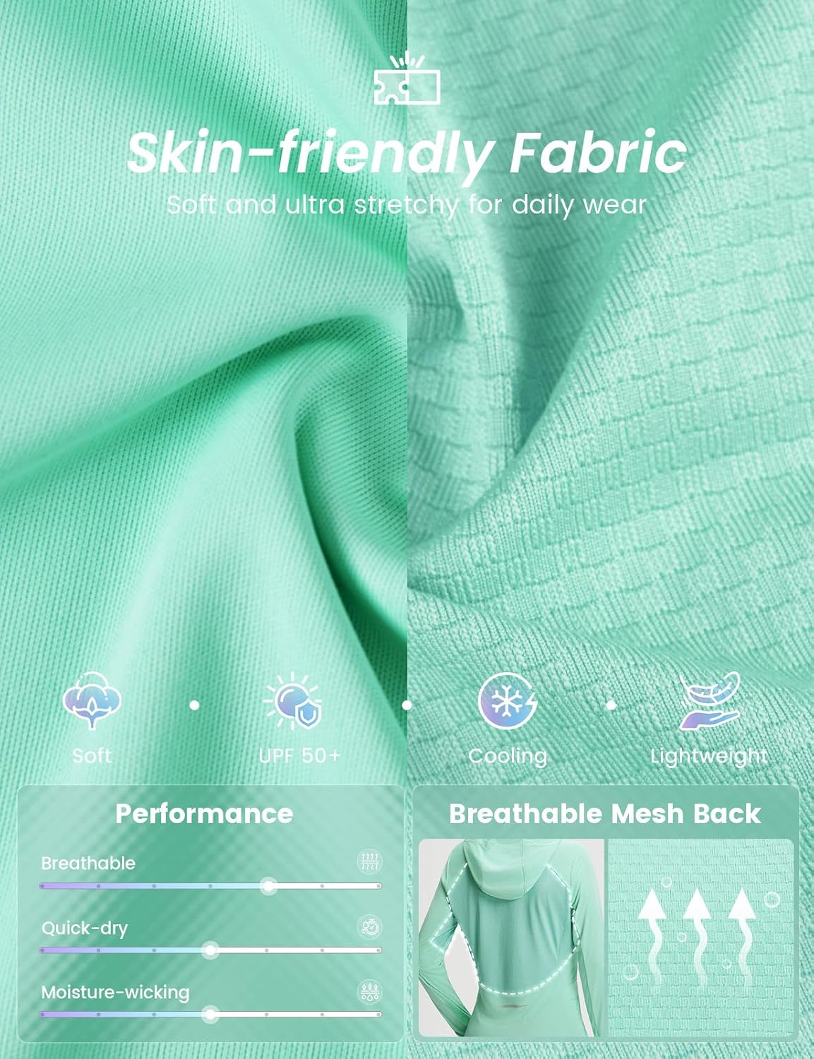 baleaf Women's Sun Shirts UPF 50+ Mesh Back Lightweight Breathable Long Sleeve Shirt SPF Hoodie for Fishing Hiking - Image 5