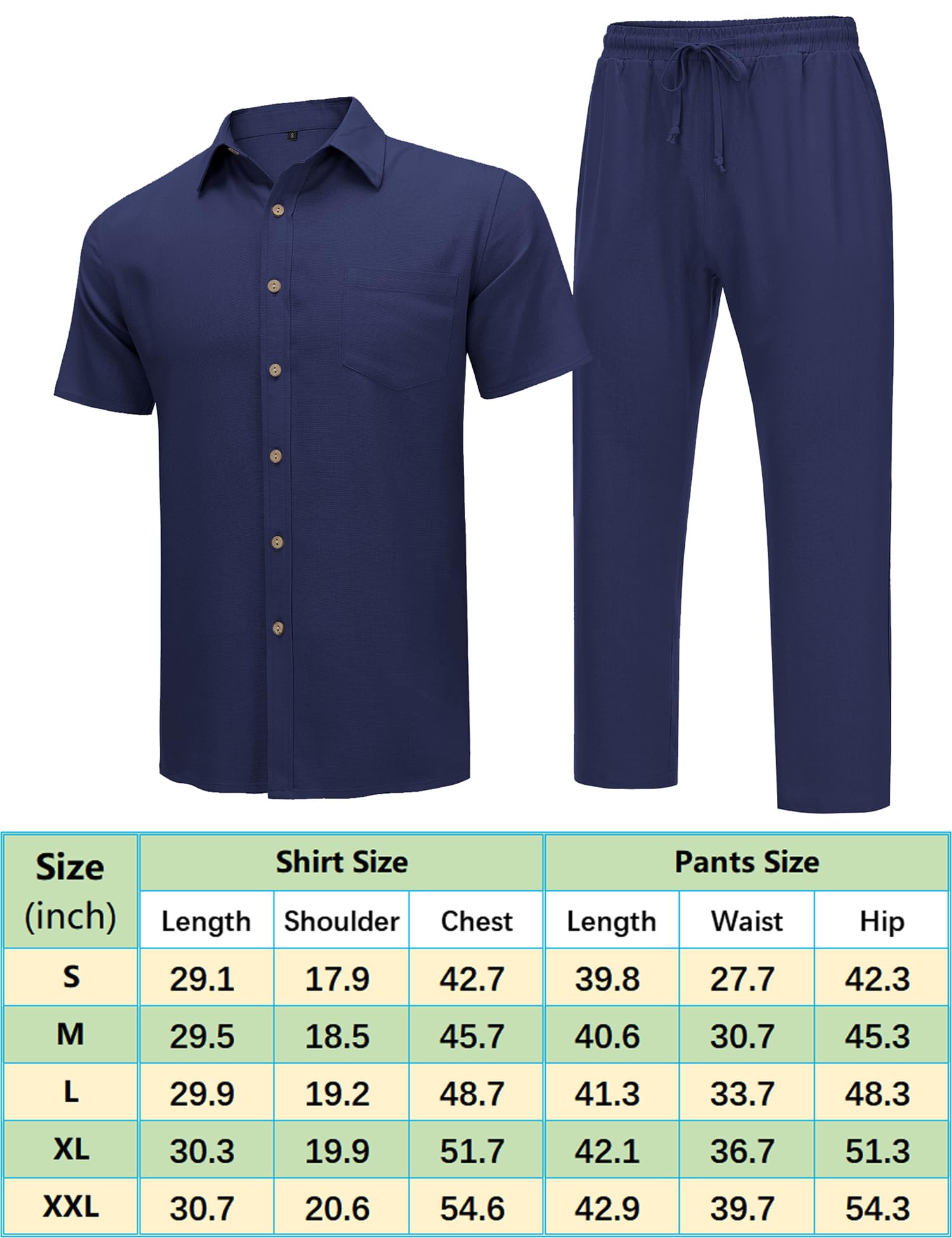 URRU Mens 2 Piece Outfits tenue homme Homme (lot de 2)