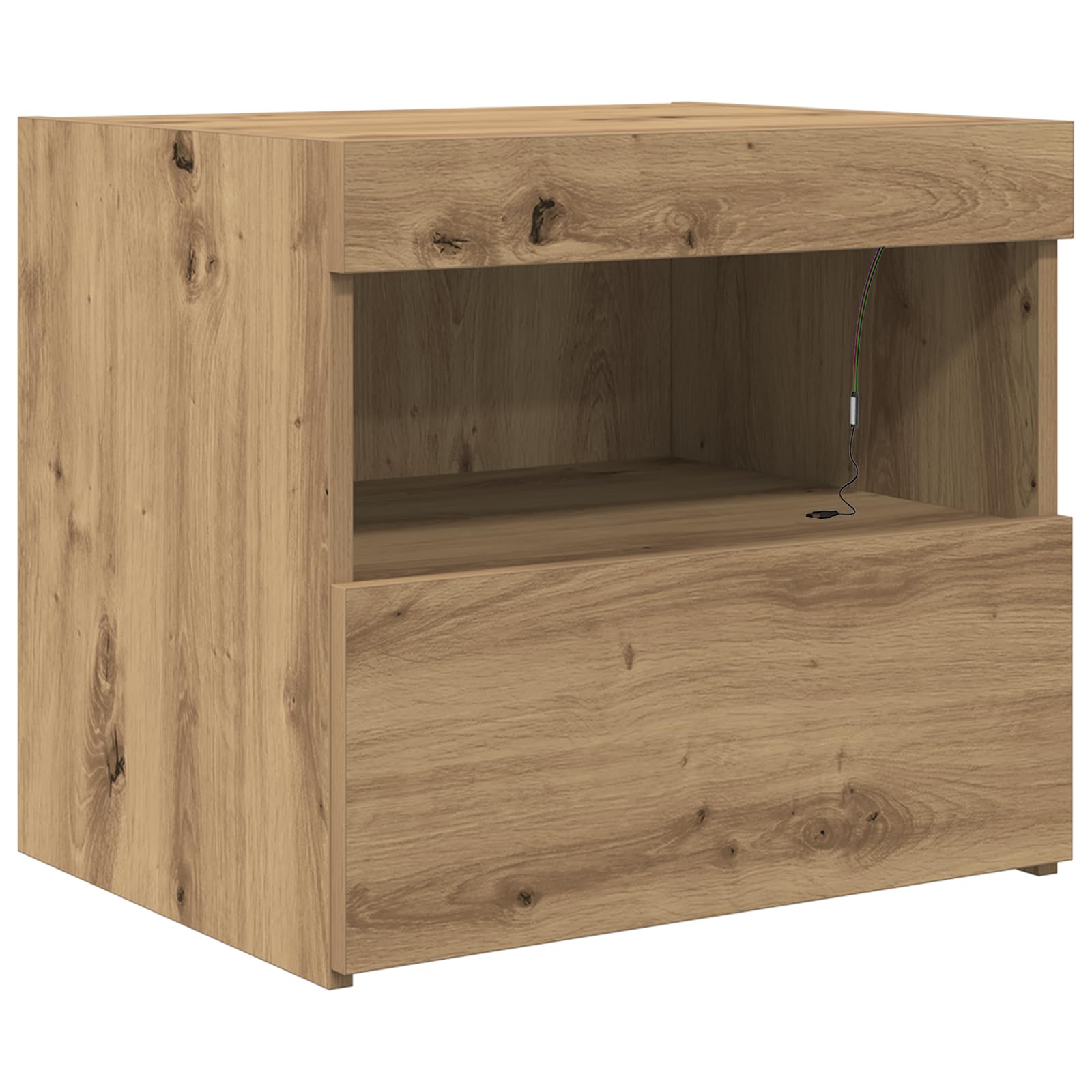 Stoliki nocne z diodami LED 2 szt. dąb Artisan szafka łazienkowa wąska komoda z szufladami do pokoju sypialni 50 x 40 x 45 cm