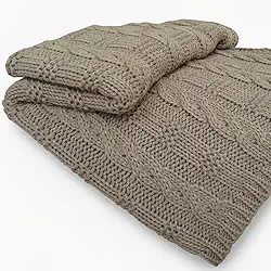 Manta de Tricô Para Sofá Poltrona Cobertor Cama Malha Encorpada 150x90cm Usufruto Decoração Sala d05 (Bege Aramis)