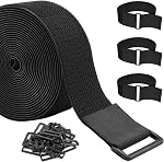 3.8cm x 5m (1.5 en x 16 ft) Poignées de crochet et de boucle de serrage - Coupe-à-longueur - Comprend 20 Boucles - Attaches de câble réglables pour la maison & Organisation du Bureau - noir