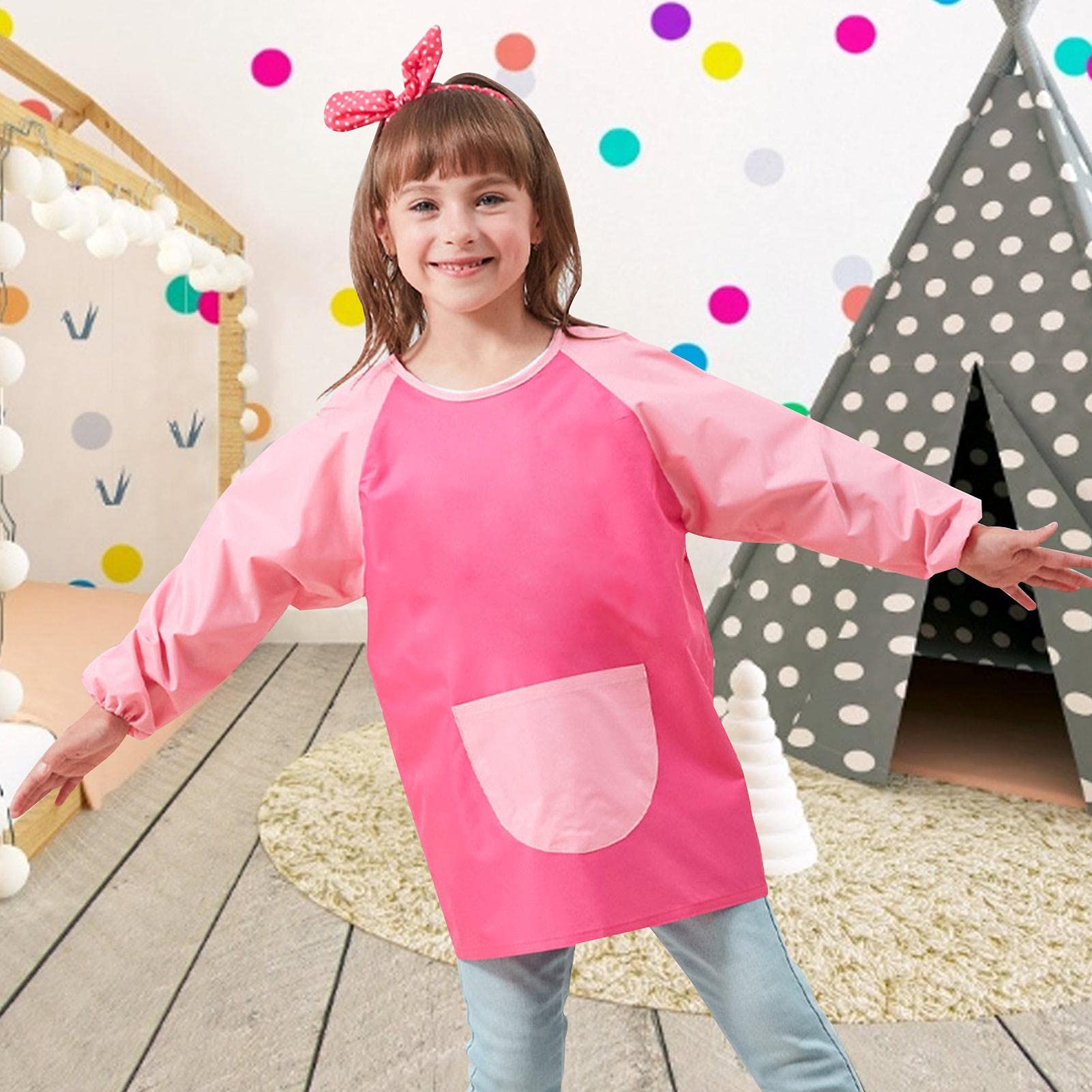 Blouse De Peinture Imperméable Enfant – Tablier Manches Longues, 3 Poches, Taille M 5-8 Ans, Protège Les Vêtements