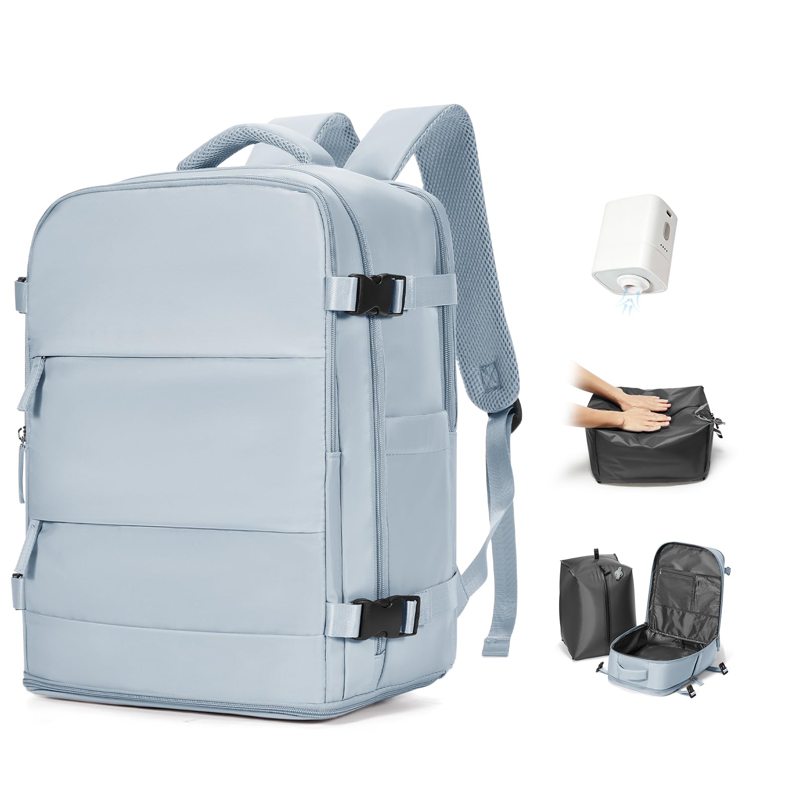 BJLFS Ryanair Handgepäck 40x30x20 Vakuum Rucksack Handgepäck Rucksack für Flugzeug Klein Reiserucksack Damen mit Schuhfach für Herren Wasserdicht Rucksack mit Laptopfach für 14 Zoll Laptop