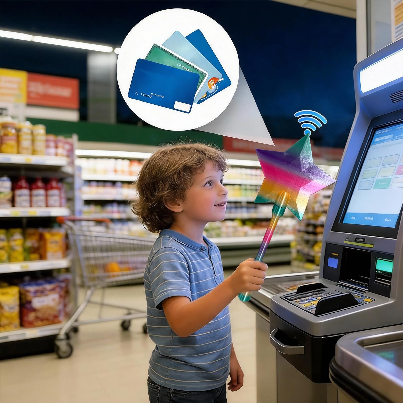 3D Printed Credit Card Wand Tap to Pay, Magic Wand Contactless Payment Card Holder, Digital Payment Star Wands for Easy Checkout (#F) - 3