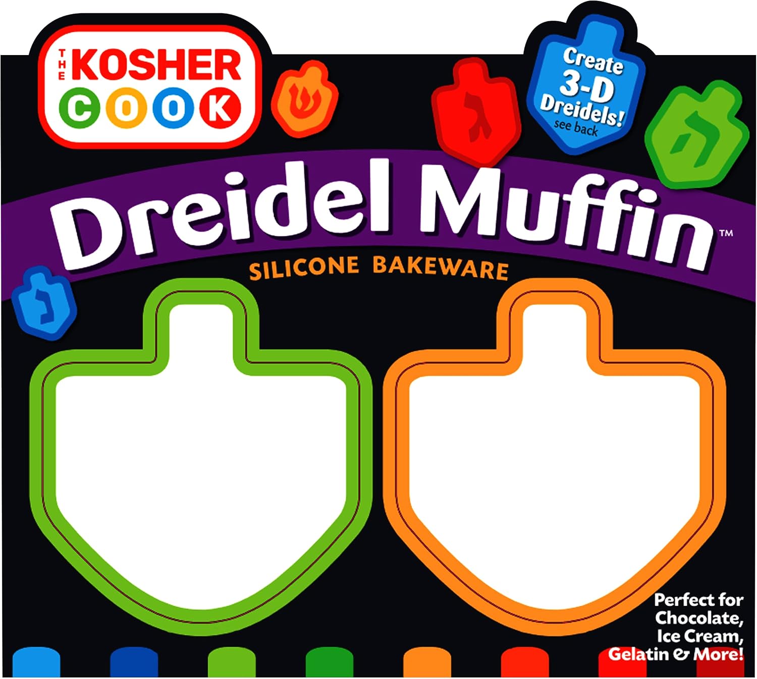 The Kosher Cook Dreidel Shaped Silicone Molds for Baking, Freezing, Candy, Ice Cubes, Chocolate and More, Oven and Freezer Safe, Small Silicone Molds for Chanukah