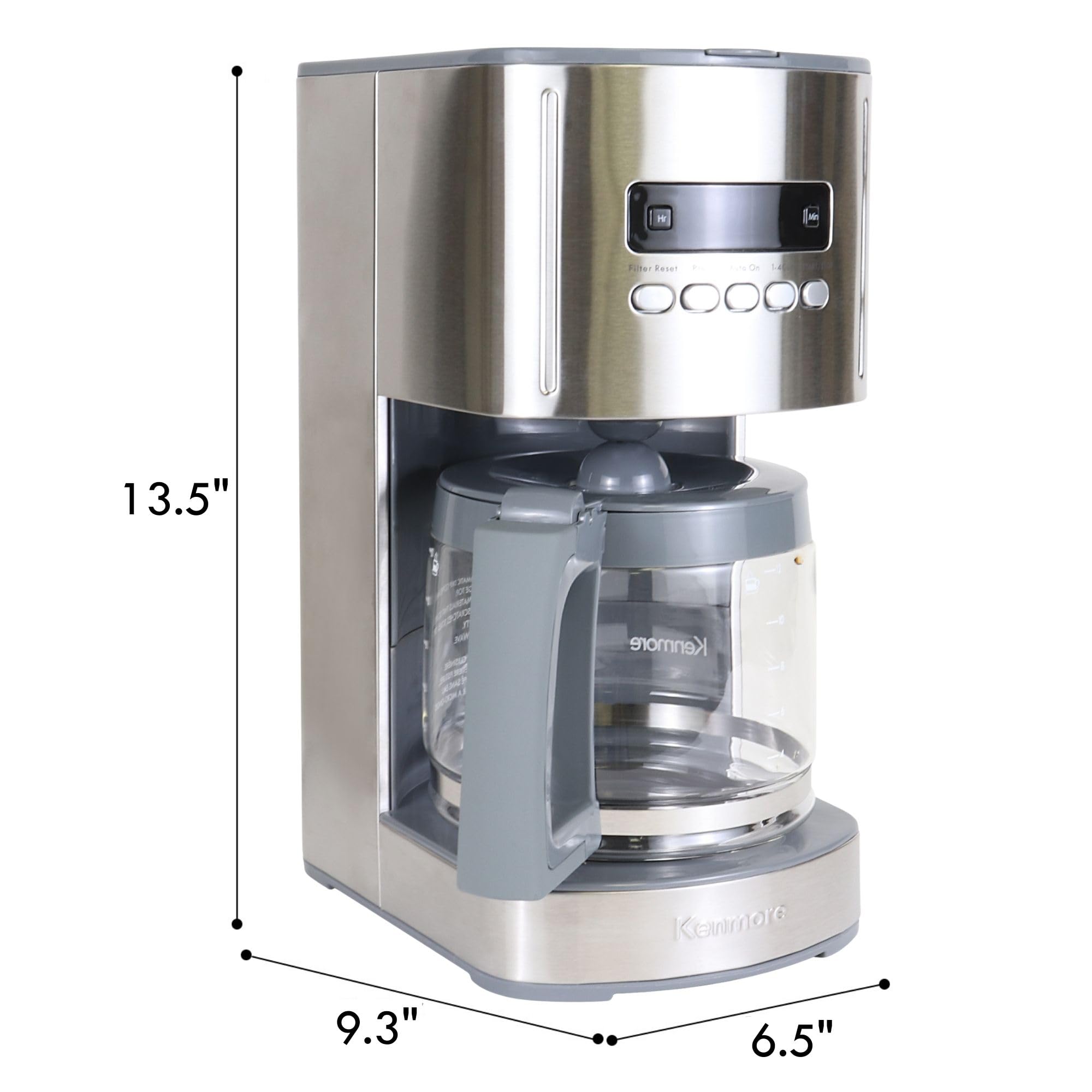 Koolatron Kenmore Elite Drip Coffee Maker - 12-Cup Programmable Coffee Machine With Glass Pot, Pause and Pour, Auto Shut-Off, Large Water Reservoir, Reusable Filter, Dishwasher Safe Carafe