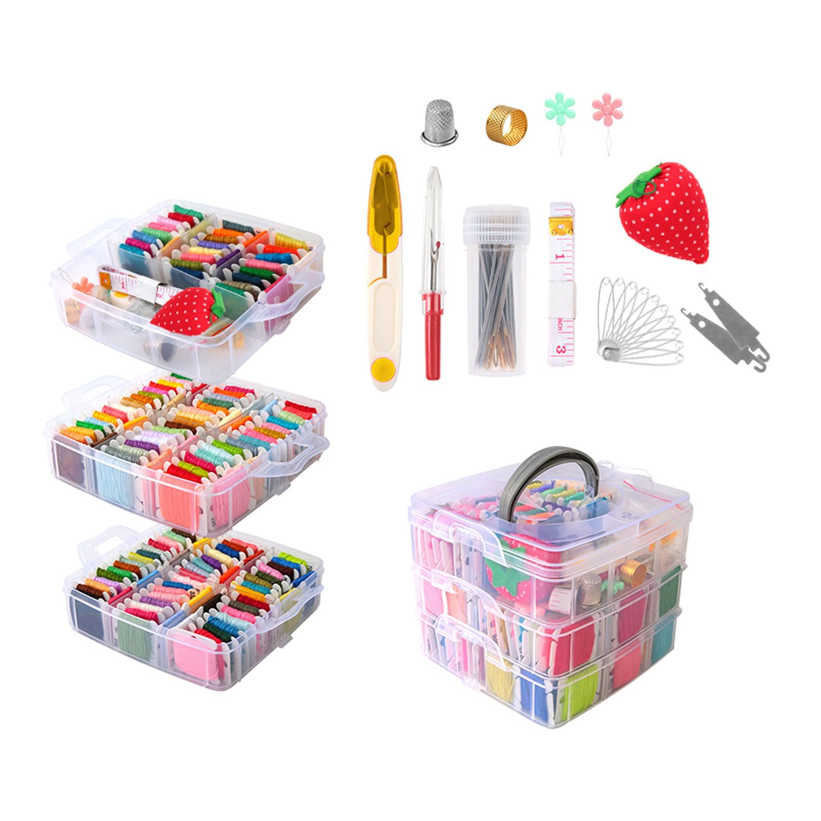 Amazon | 刺繍糸セット クロスステッチセット 3層クリア収納