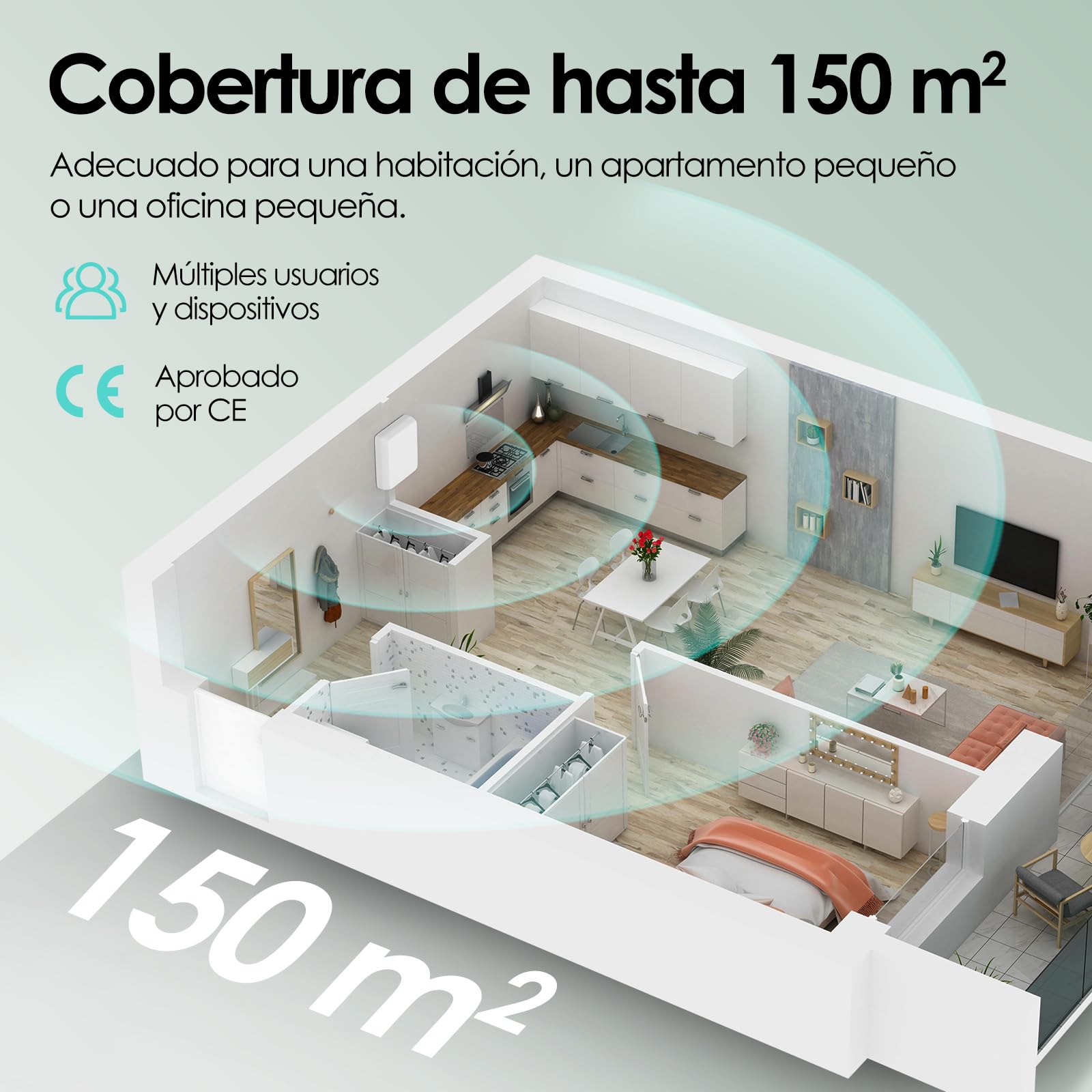 Amplificador Señal Móvil 4G LTE 4 Bandas B20/8/3/1 - Cobertura 250m² para Casa, Oficina y Zonas Rurales - Kit con Antena Yagi y Cable 15m - Compatible con Movistar/Orange/Vodafone