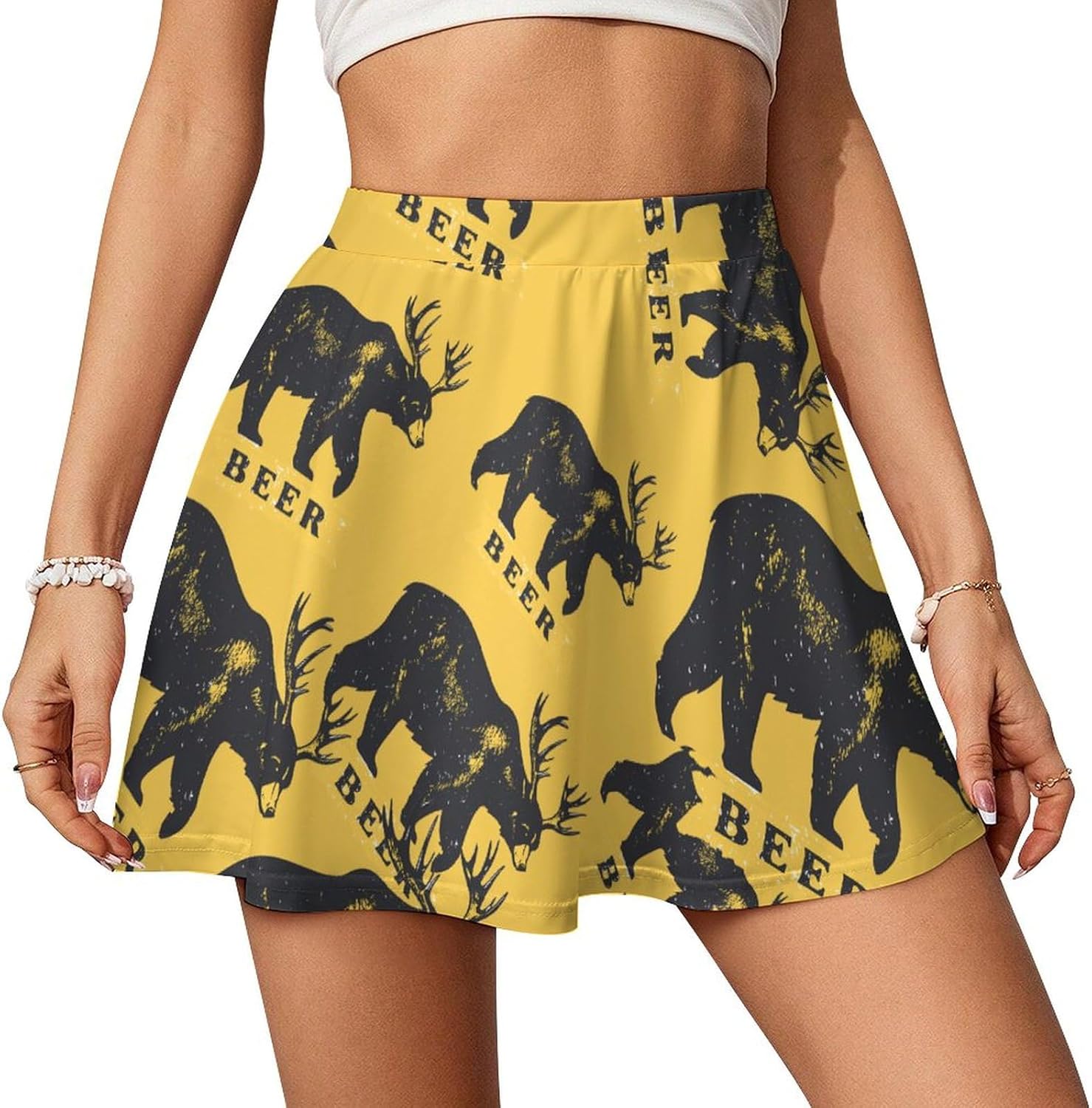 Camel Camouflage Women Tennis Skirt Print Golf Skirts Mini Casual Workout Skorts