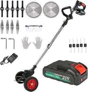 Powerful Cordless Weed Wacker, 21V Electric Brush Cutter with 3.0Ah Battery, Foldable Design, Lightweight and Versatile 3-in-1 Weed Eater for Garden, Lawn, and Yard…