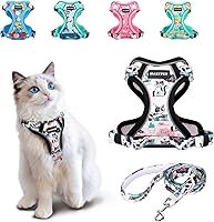 Halypet Escape-Proof Cat Harness & Leash Set - MAX Safety 4th Gen Cute Reflective Vest for Kittens, Adjustable S Inky Meowy (150 chars max)