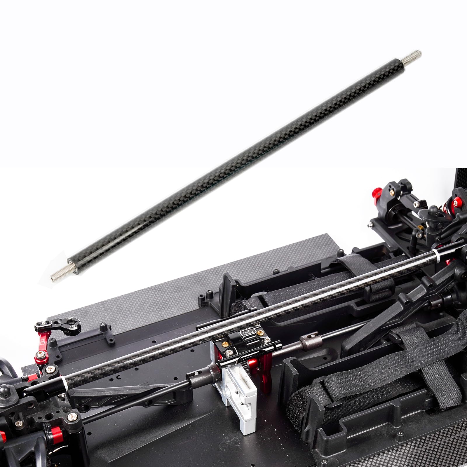 Carbon Fiber RC Center Brace Bar for Arrma 1/7 Limitless F1 Felony/Infraction/Limitless 6S, 309mm Length Lightweight Carbon Material Upgrades Replacement Part ARA320502