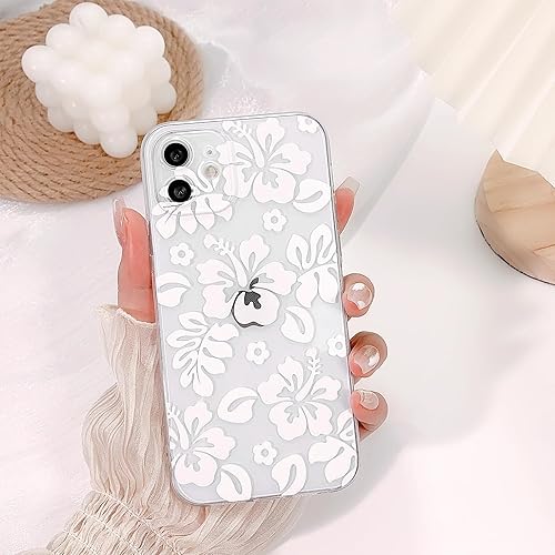 Miniatura 3 de Funda compatible con iPhone 11, bonito diseño transparente de flores de hibisco con estampado floral para niñas y mujeres, TPU suave a prueba de