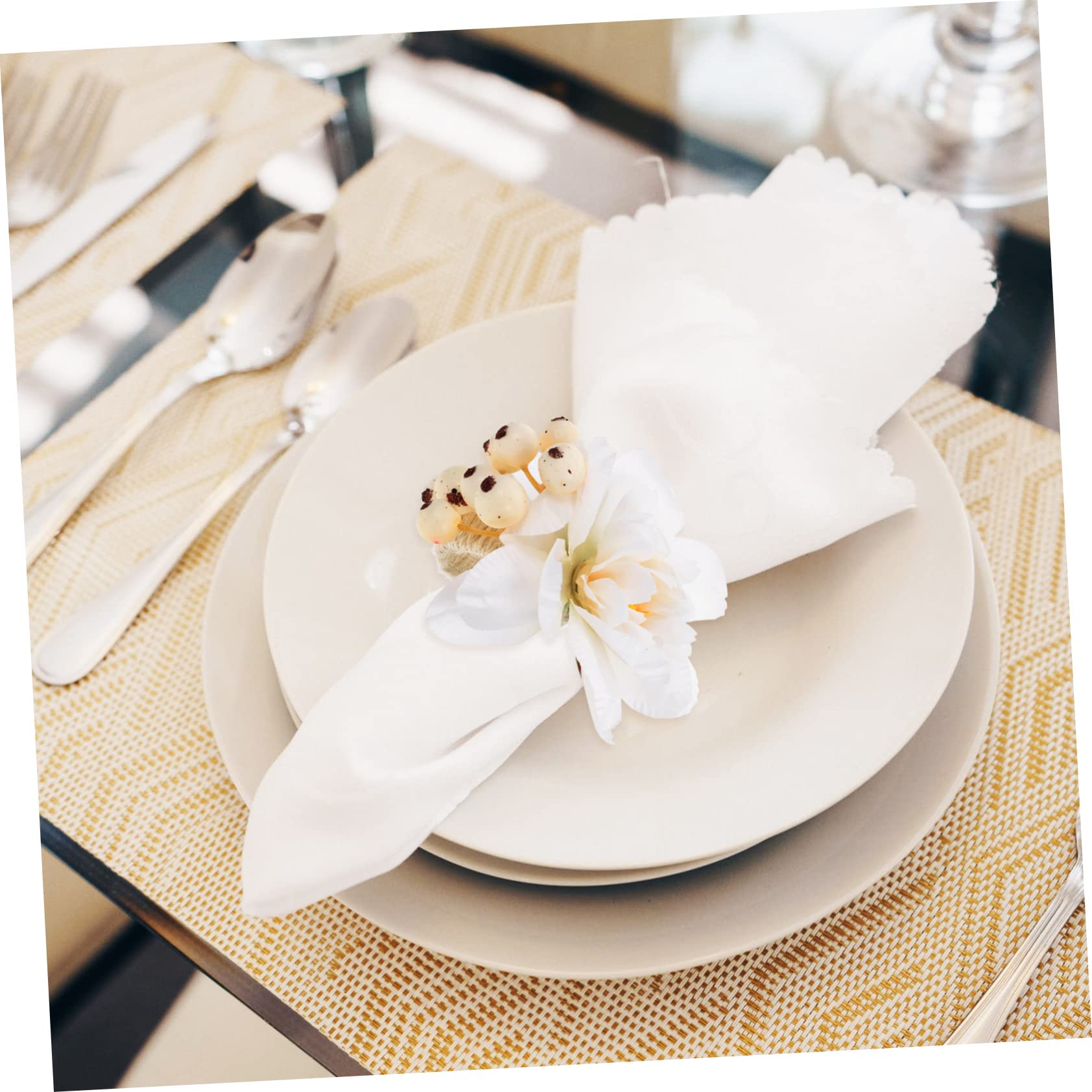 IMIKEYA 5 Juegos Servilletero Decoraciones De Boda para Ceremonia Anillo De Servilleta De Flores Decoração Casa Decoración Casa Anillo De Servilleta De Mesa De Comedor Beige 6 Piezas * 5