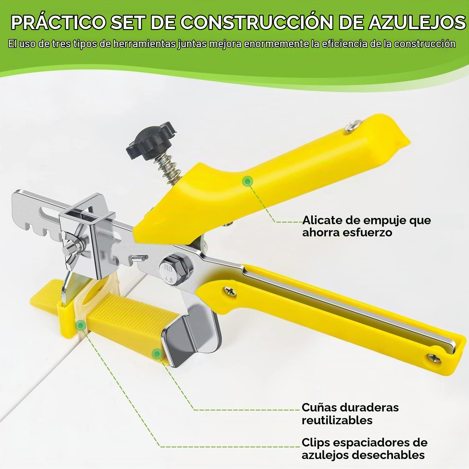 Nuyoah Sistema de Nivelación de Azulejos 2mm 501pz Niveladores de Azulejos | Con 400 Cuñas Niveladoras Suelo 100 Reutilizables Espaciador 1 Alicates Profesional para Cerámica con un Grosor de 3 a 12mm