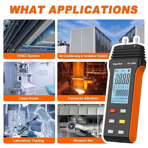 Miniatura 7 de Manómetro de presión de gas, 11 unidades seleccionables, manómetro diferencial, manómetro de doble puerto, manómetro de presión de aire, manómetro