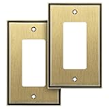 Henne Bery Soft Modern Decorative Wall Plate Switch Plate Outlet Cover (Single Decorator 2PK, Antique Brass)