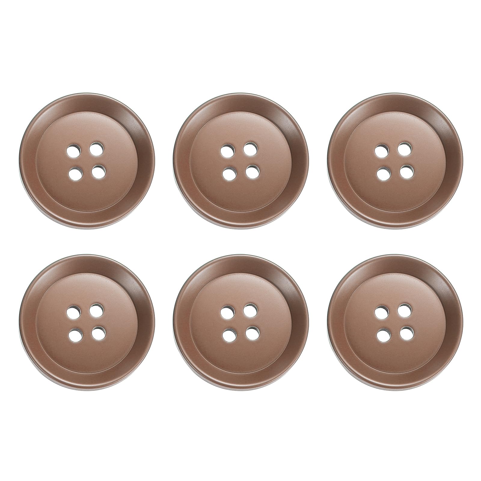 sourcing map 6pcs Sewing Button 30mm (1.18") 4 Holes Resin Round Craft Replacement Buttons for Clothing DIY Crafts Decoration, Brown
