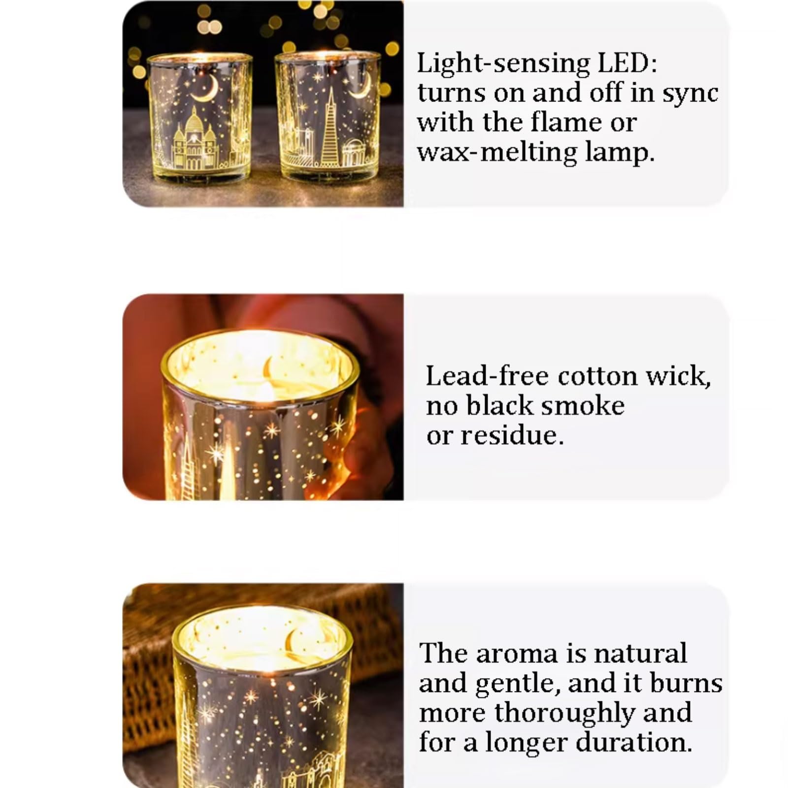 Velas de vidrio con LED hechas con cera de soja y aceites esenciales, vela perfumada reutilizable, decoración elegante for el hogar muy perfumada(Rose)