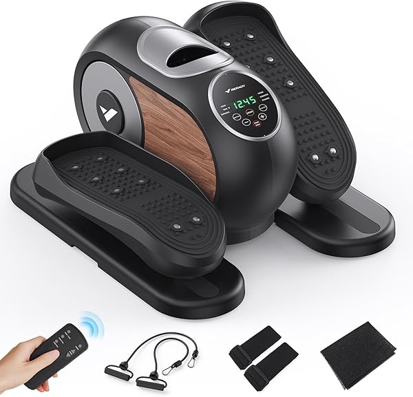 MERACH Mini Elektrischer Crosstrainer, Untertisch Ellipsentrainer für Zuhause mit Fernbedienung, Display, Rutschfestem Pad, 12 Geschwindigkeiten, Leise & Tragbar Cross Trainer für Senioren, Erwachsene