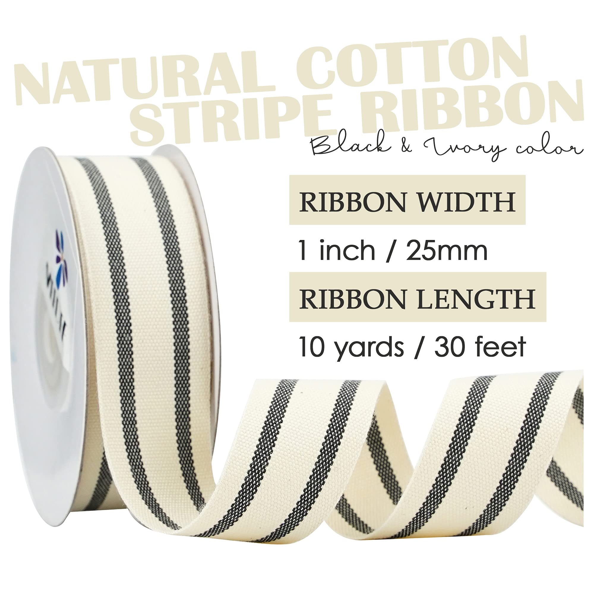 Cotton Ribbed Ribbon Snapklik.com : MEEDEE Natural Cotton Ribbon Stripes Fabric Ribbon 1 ...