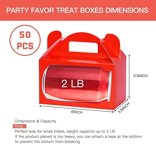 Miniatura 2 de MOORAY Paquete de 50 cajas de golosinas, cajas de dulces, cajas de regalo de fiesta con asas, cajas de regalo de papel para niños, fiesta de