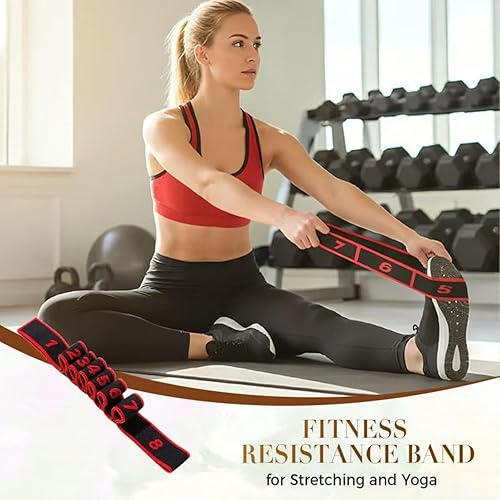 Miniatura 2 de 2 bandas de resistencia de fitness para estiramiento y yoga, banda de resistencia numerada con marcas claras, banda elástica de ejercicio de 8