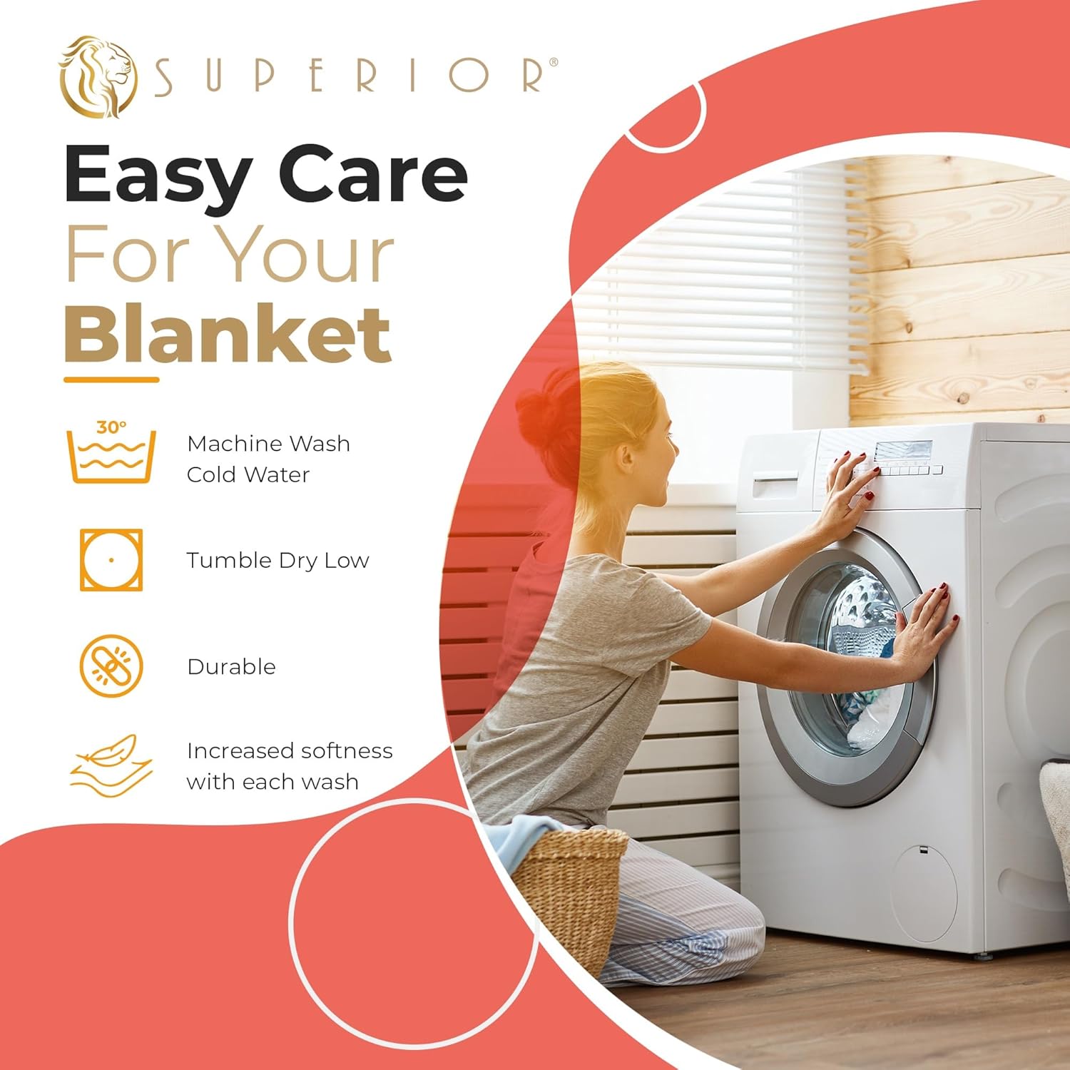 Superior Waffle Weave Cotton Blanket, Perfect for Bedroom, Living Room, Couch, Picnics, Travel, Beach, or Camping, Comfy Blanket, Bedroom Decor, Essentials, Honeycomb Knit, Full/Queen, Coral