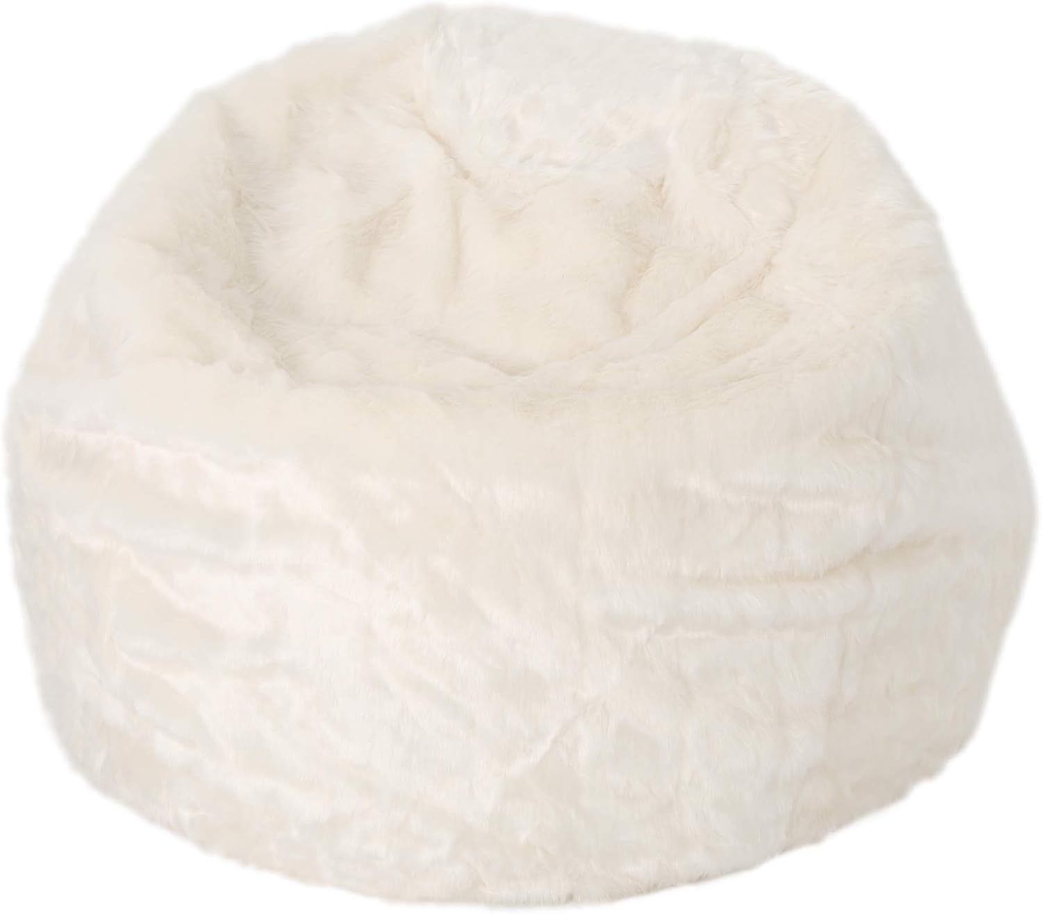 Laraine Furry Glam White Faux Fur 3 Ft. Bean Bag, Small