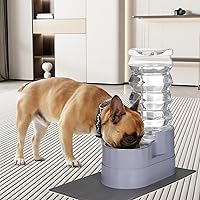 Vista 6 de RIZZARI - Dispensador de agua grande para perros: 8L de gravedad, automático, en acero inoxidable, color gris, con cepillo especializado y filtro