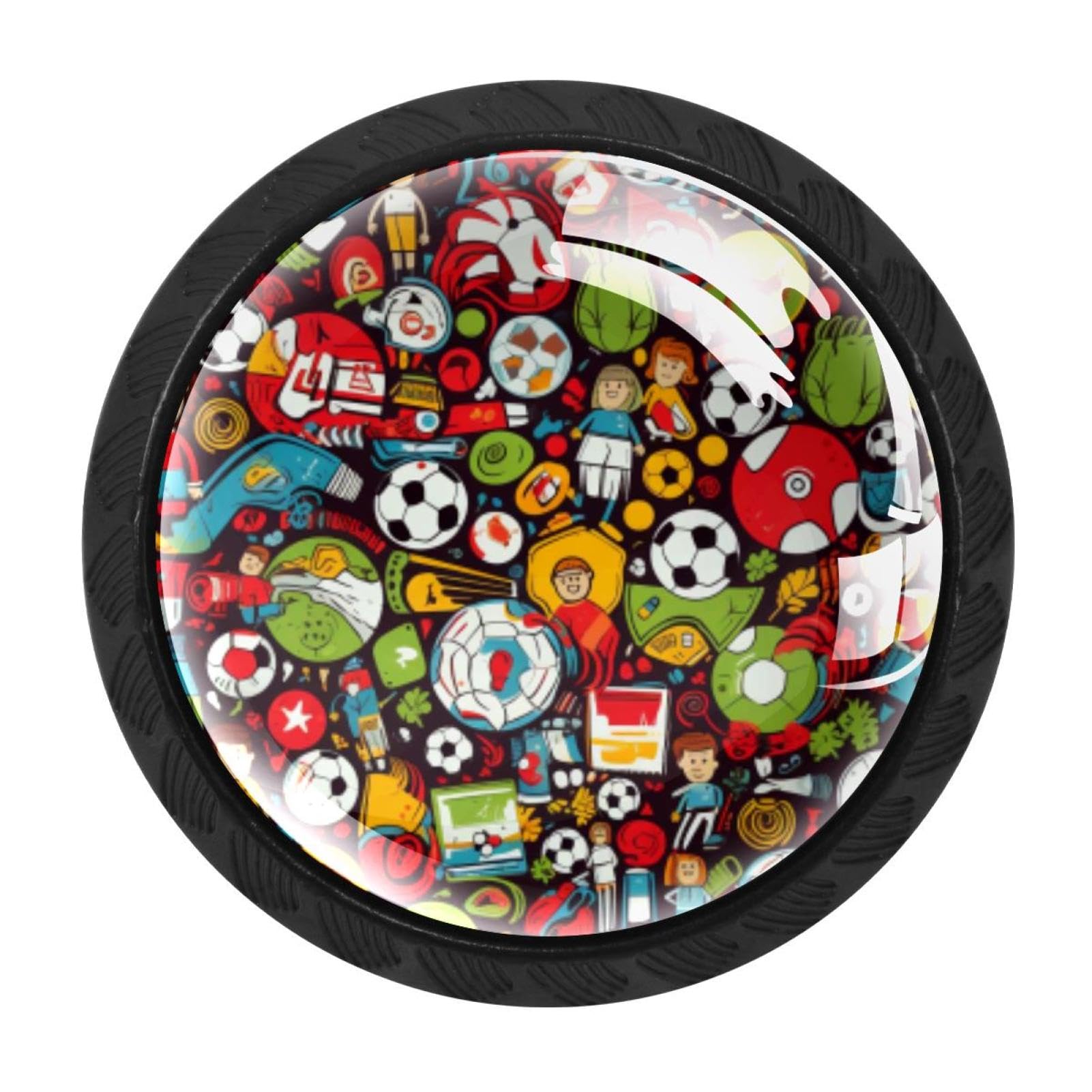 Chenzzzz Multicolored 09 4 Pcs Football Soccer Crystal Glass Cabinet Knob Drawer Pull Handle For Kitchen Cupboard Dresser Wardrobe Etc